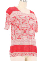 Issey Miyake Pleats Please Patterned Red Top Top arcadeshops.com