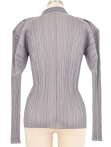 Issey Miyake Pleats Please Silver Long Sleeve Button Up Top arcadeshops.com
