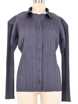 Issey Miyake Pleats Please Gray Long Sleeve Button Up Top arcadeshops.com