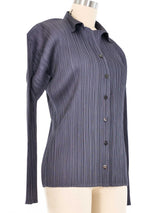 Issey Miyake Pleats Please Gray Long Sleeve Button Up Top arcadeshops.com