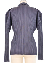 Issey Miyake Pleats Please Gray Long Sleeve Button Up Top arcadeshops.com