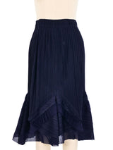 Issey Miyake Navy Pleated Ruffle Midi Skirt Bottom arcadeshops.com