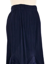 Issey Miyake Navy Pleated Ruffle Midi Skirt Bottom arcadeshops.com