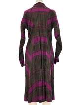 Issey Miyake Pleats Please Brown And Magenta Striped Shirt Dress Dress arcadeshops.com