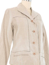 Issey Miyake Beige Linen Blazer Jacket arcadeshops.com