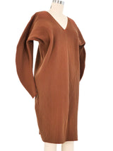 Issey Miyake Terracotta Pleated Knit Dress Dress arcadeshops.com