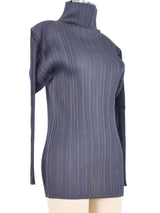 Issey Miyake Pleats Please Charcoal Mock Neck Top Top arcadeshops.com