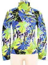 Issey Miyake Floral Printed Corrugated Pleat Top Top arcadeshops.com