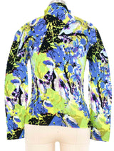 Issey Miyake Floral Printed Corrugated Pleat Top Top arcadeshops.com