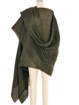 Issey Miyake Green Pleated Wrap Cape Top arcadeshops.com
