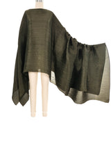 Issey Miyake Green Pleated Wrap Cape Top arcadeshops.com