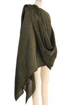 Issey Miyake Green Pleated Wrap Cape Top arcadeshops.com