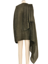 Issey Miyake Green Pleated Wrap Cape Top arcadeshops.com