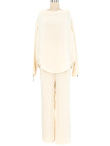 Gianfranco Ferre Ivory Chiffon Pant Ensemble Suit arcadeshops.com