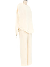 Gianfranco Ferre Ivory Chiffon Pant Ensemble Suit arcadeshops.com