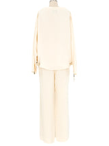 Gianfranco Ferre Ivory Chiffon Pant Ensemble Suit arcadeshops.com