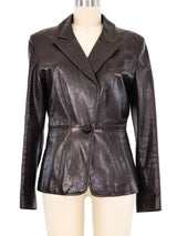 Krizia Brown Leather Blazer Jacket arcadeshops.com