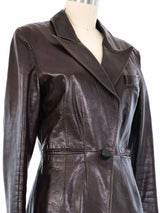 Krizia Brown Leather Blazer Jacket arcadeshops.com