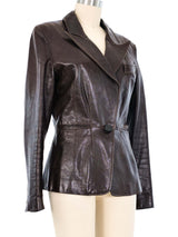 Krizia Brown Leather Blazer Jacket arcadeshops.com