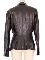 Krizia Brown Leather Blazer Jacket arcadeshops.com