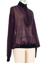 Jean Paul Gaultier Eggplant Sheer Pullover Top arcadeshops.com