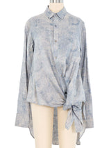 Yohji Yamamoto Slate Paisley Linen Top Top arcadeshops.com