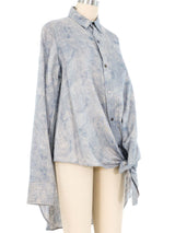 Yohji Yamamoto Slate Paisley Linen Top Top arcadeshops.com