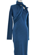 Romeo Gigli Teal Jersey Midi Dress Dress arcadeshops.com