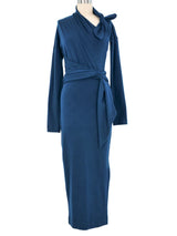 Romeo Gigli Teal Jersey Midi Dress Dress arcadeshops.com