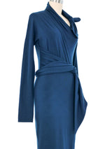 Romeo Gigli Teal Jersey Midi Dress Dress arcadeshops.com