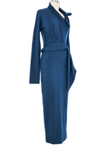Romeo Gigli Teal Jersey Midi Dress Dress arcadeshops.com