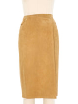 1999 Chanel Tan Suede Wrap Skirt Bottom arcadeshops.com