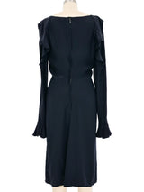 2001 Yves Saint Laurent Black Silk Ruffle Midi Dress Dress arcadeshops.com