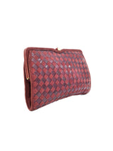 Bottega Veneta Intrecciato Burgundy Suede Clutch Accessory arcadeshops.com