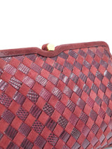 Bottega Veneta Intrecciato Burgundy Suede Clutch Accessory arcadeshops.com