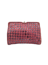 Bottega Veneta Intrecciato Burgundy Suede Clutch Accessory arcadeshops.com