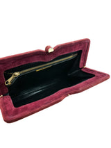 Bottega Veneta Intrecciato Burgundy Suede Clutch Accessory arcadeshops.com