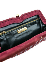 Bottega Veneta Intrecciato Burgundy Suede Clutch Accessory arcadeshops.com