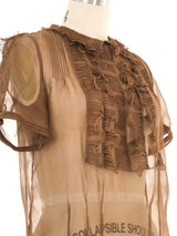 Chloe Ruffle Chiffon Short Sleeve Blouse Top arcadeshops.com