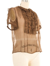 Chloe Ruffle Chiffon Short Sleeve Blouse Top arcadeshops.com