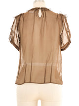 Chloe Ruffle Chiffon Short Sleeve Blouse Top arcadeshops.com