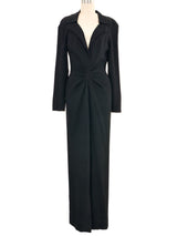Chloe Black Crepe Ruched Front Gown Dress arcadeshops.com