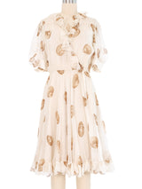 1971 Valentino Seashell Ruffle Chiffon Dress Dress arcadeshops.com