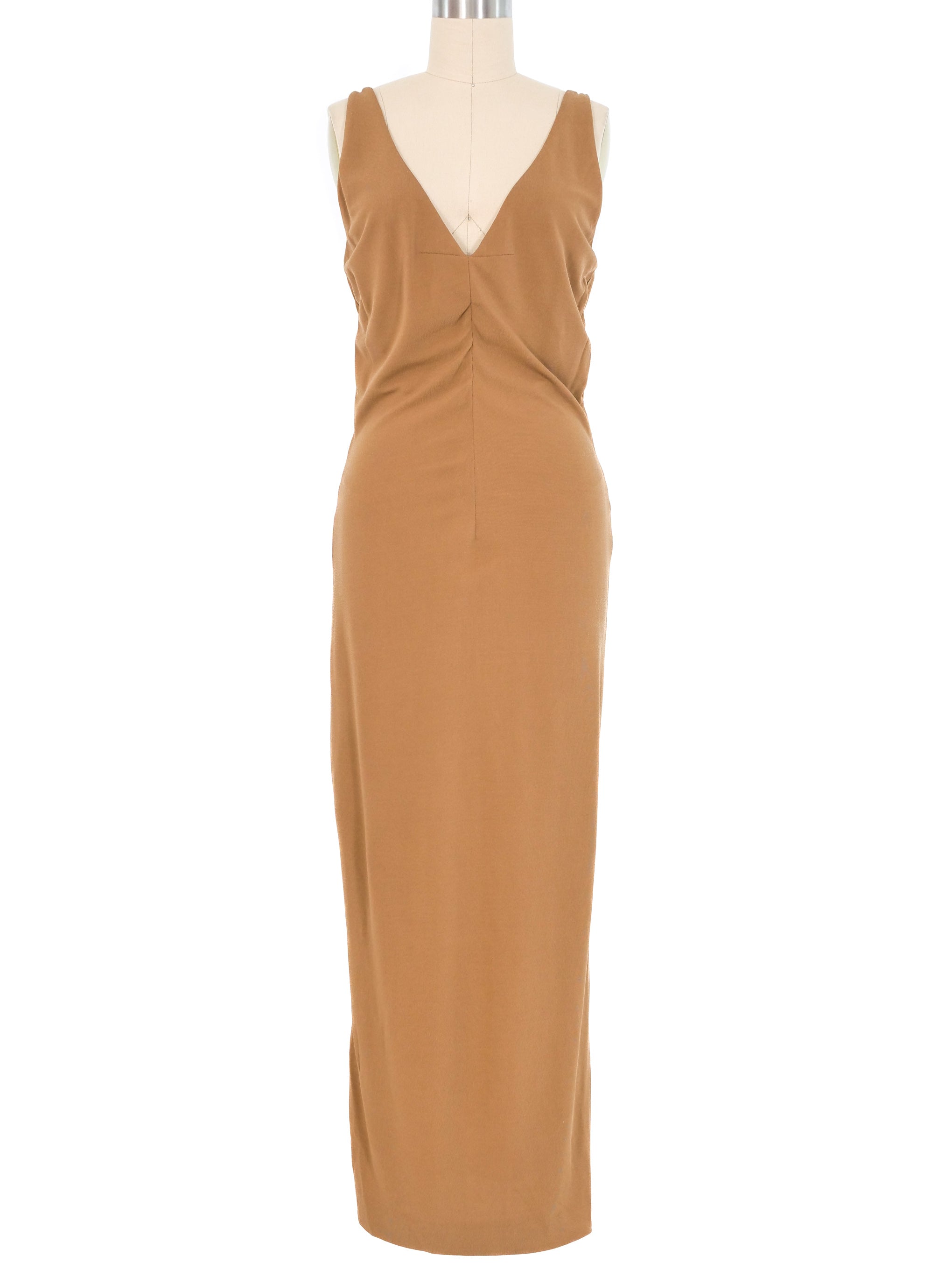 VIP【関税送料無料】希少 LANVIN BEIGE SILK DRESS Lyna Pearl-Beige V-neck heavy-weight double-faced silk satin
