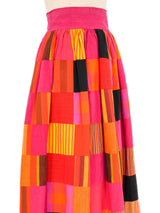 Patchwork Linen Maxi Skirt Bottom arcadeshops.com