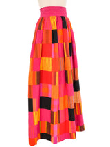 Patchwork Linen Maxi Skirt Bottom arcadeshops.com