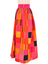 Patchwork Linen Maxi Skirt Bottom arcadeshops.com