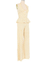 1970s Floral Halter Top Ensemble Suit arcadeshops.com