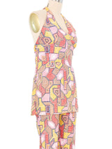 1970s Mosaic Halter Top Ensemble Suit arcadeshops.com