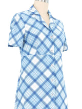 Miu Miu Baby Blue Plaid Shirt Dress Dress arcadeshops.com